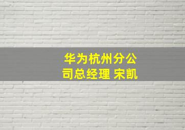 华为杭州分公司总经理 宋凯